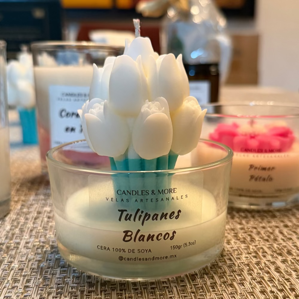 Vela Decorativa - Tulipanes Blancos
