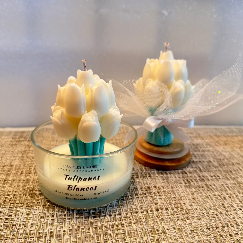 Vela Decorativa - Tulipanes Blancos