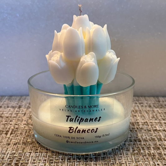 Vela Decorativa - Tulipanes Blancos