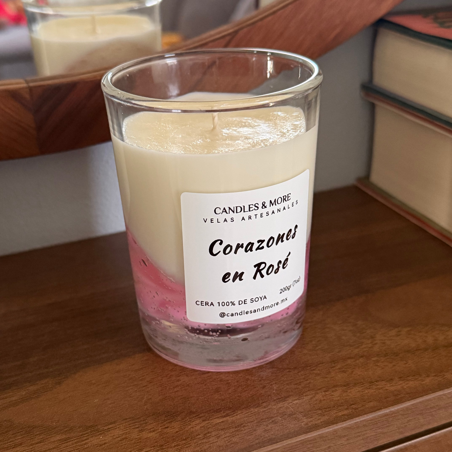 Vela Decorativa - Corazones en Rosé